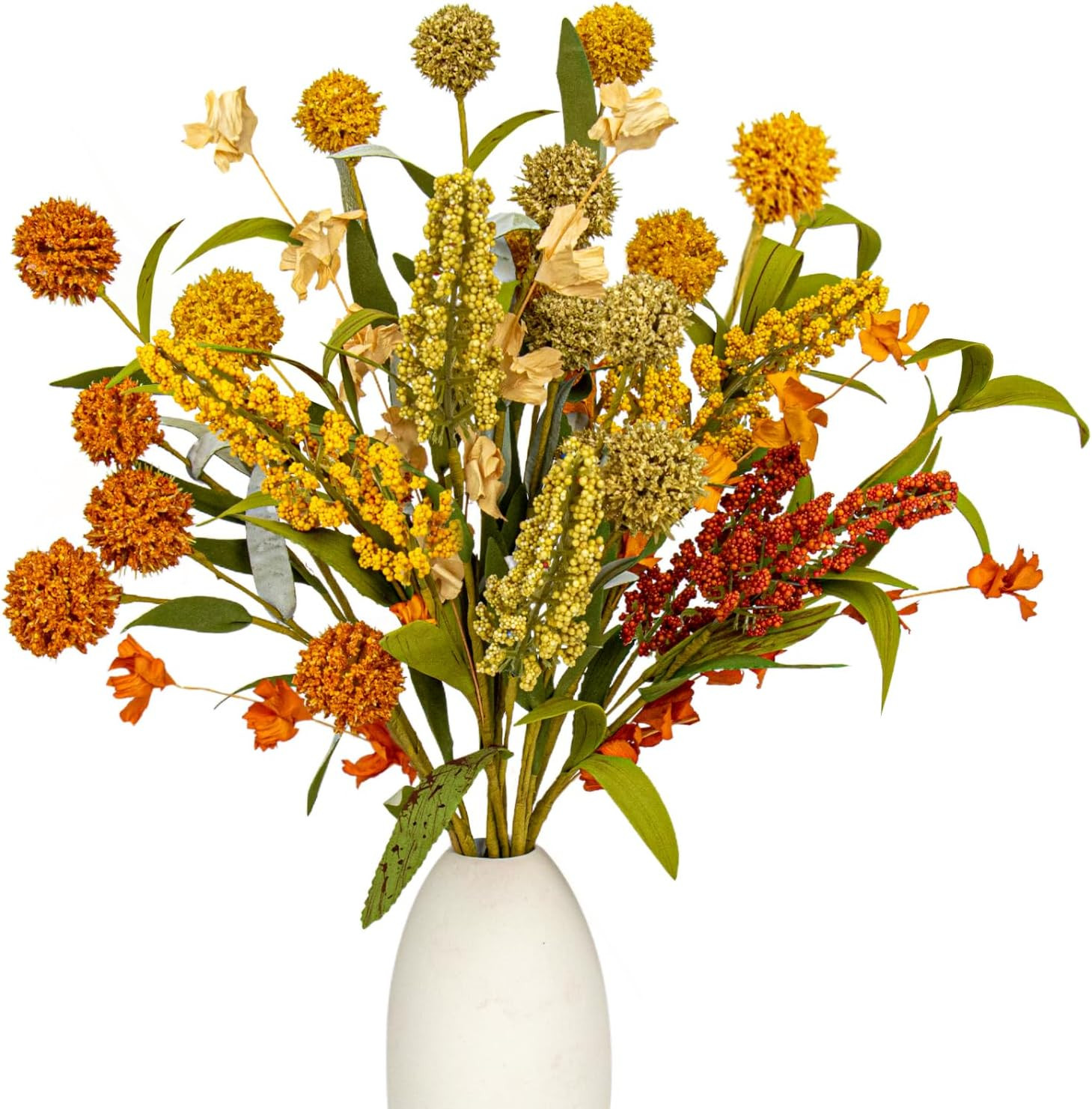 17 Inches Boho Autumn Flowers 9 PCs Faux Fall Flower Stems Rustic Fall Floral Pi