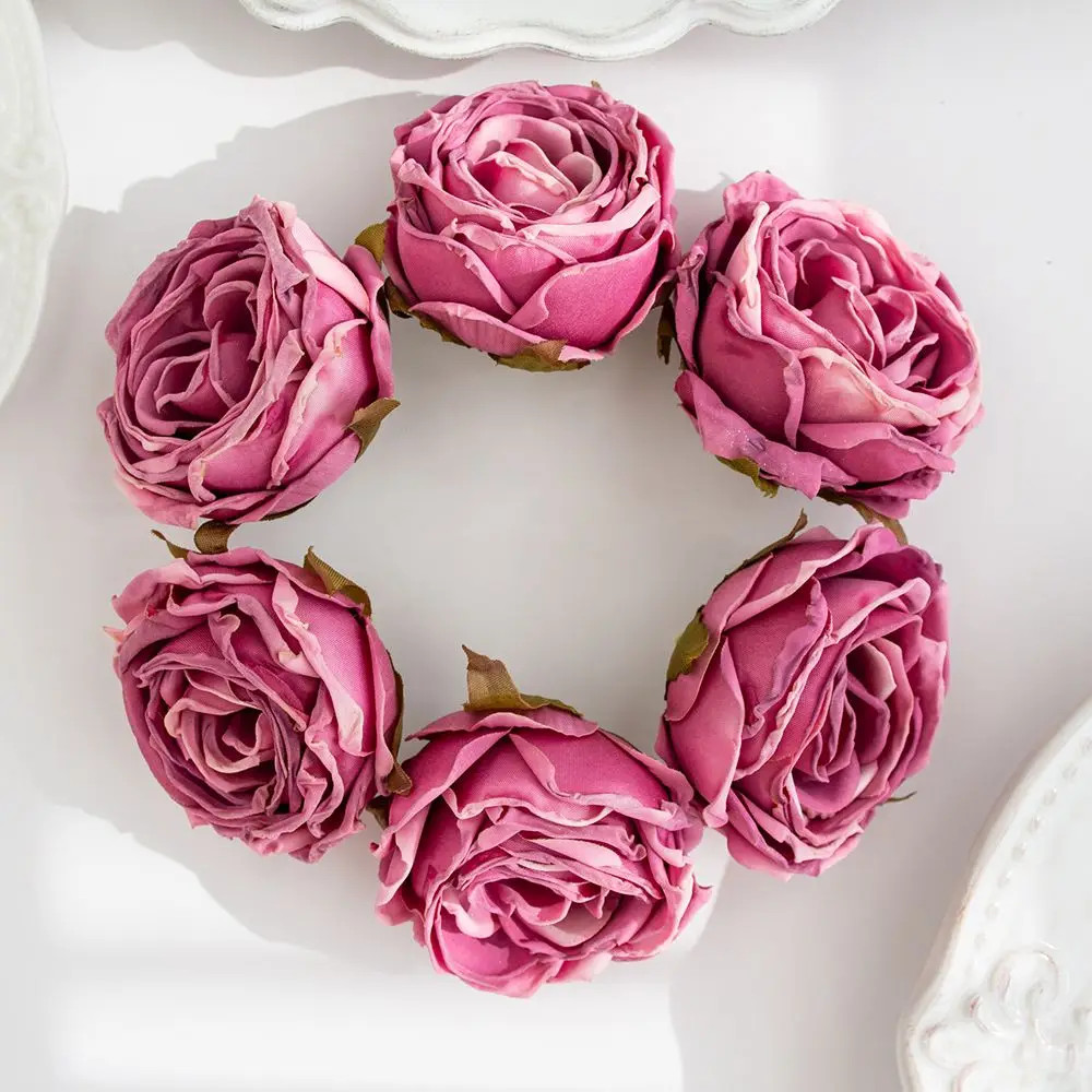 Artificial Burned Edge Rose Floral Bouquet For Wedding Home Garden Party Wreath