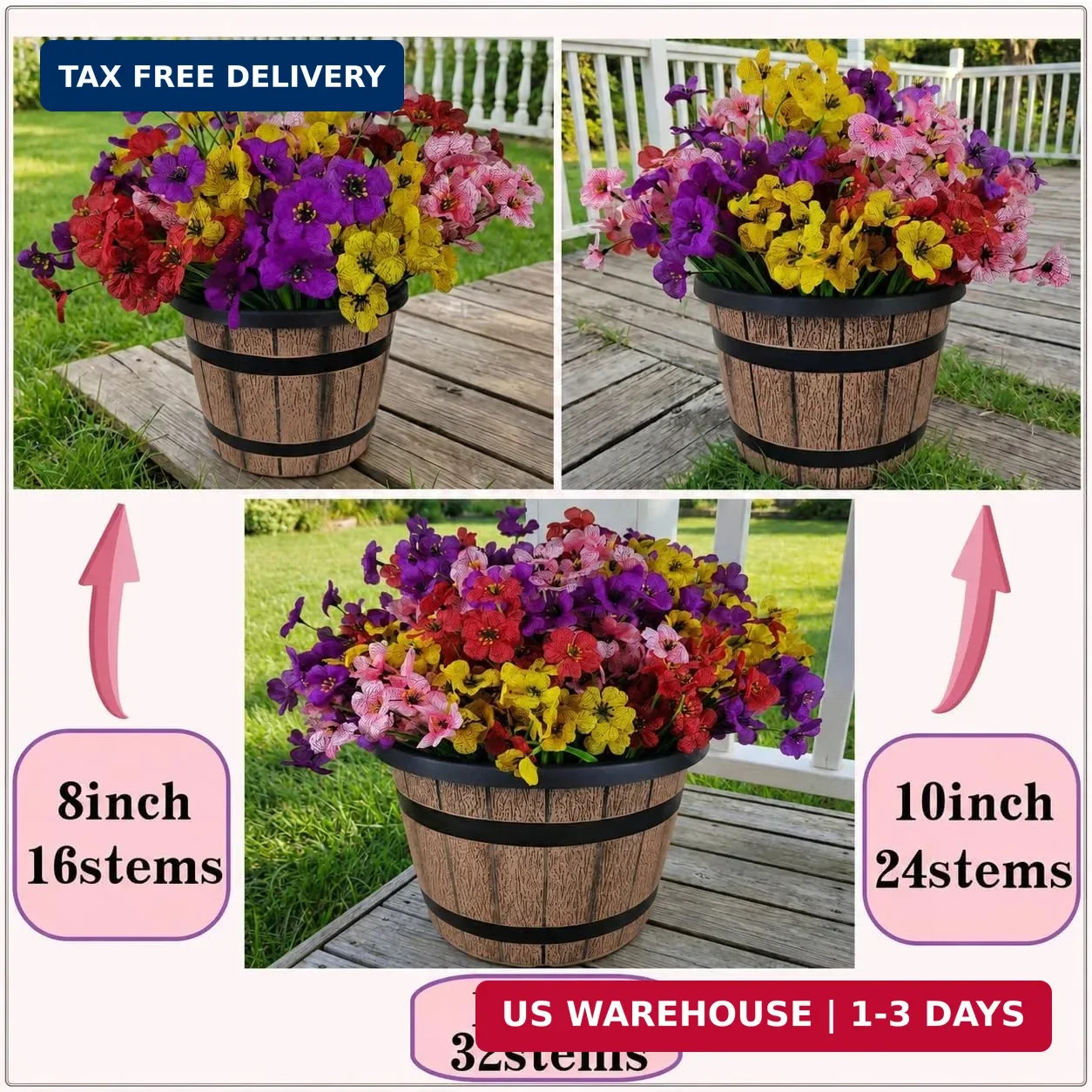 Geegoods 16 Bundles Artificial Mums Flowers for Outdoors, Mix 4 Colors | UV Resi