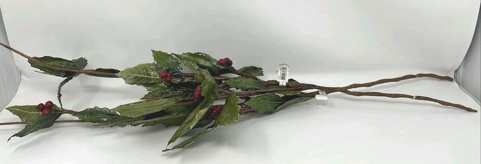 Holly w Wired Red Berries Spray Floral Pick 30” Long 2 Picks Vase Filler NOS