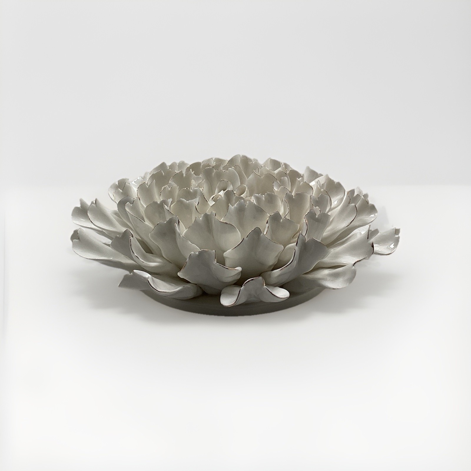 8” Ceramic Wall Flower White, New In Original Box