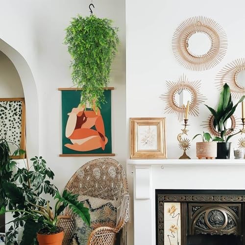 4pcs Fake Hanging Plants 30.3IN Faux Artificial Wall Plant Greenery Lavender