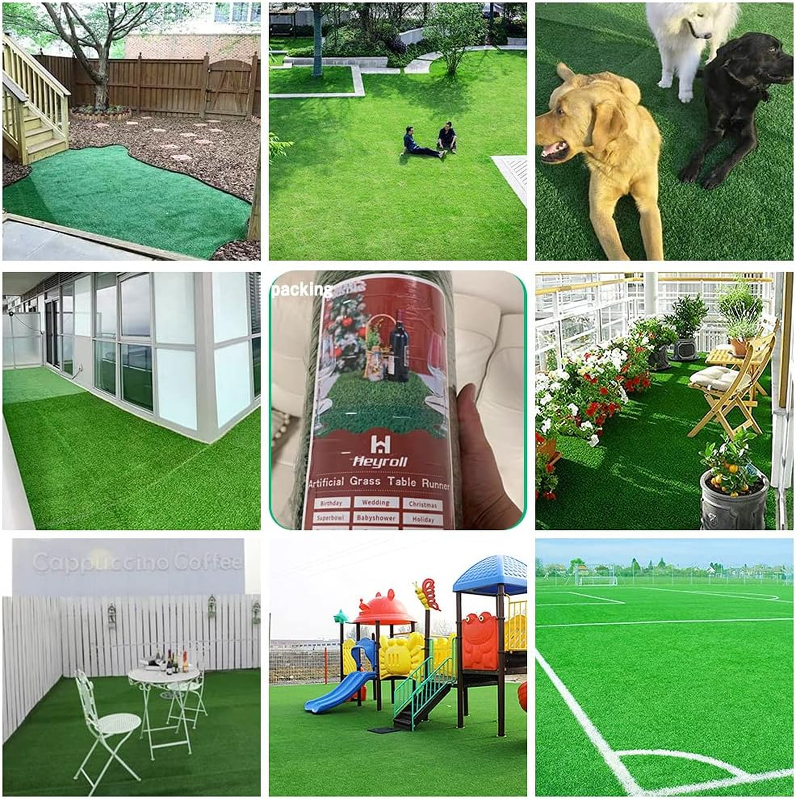 Natural Artificial Grass Turf 4 FT x 10 FT, Customized Sizes Thick Faux Grass