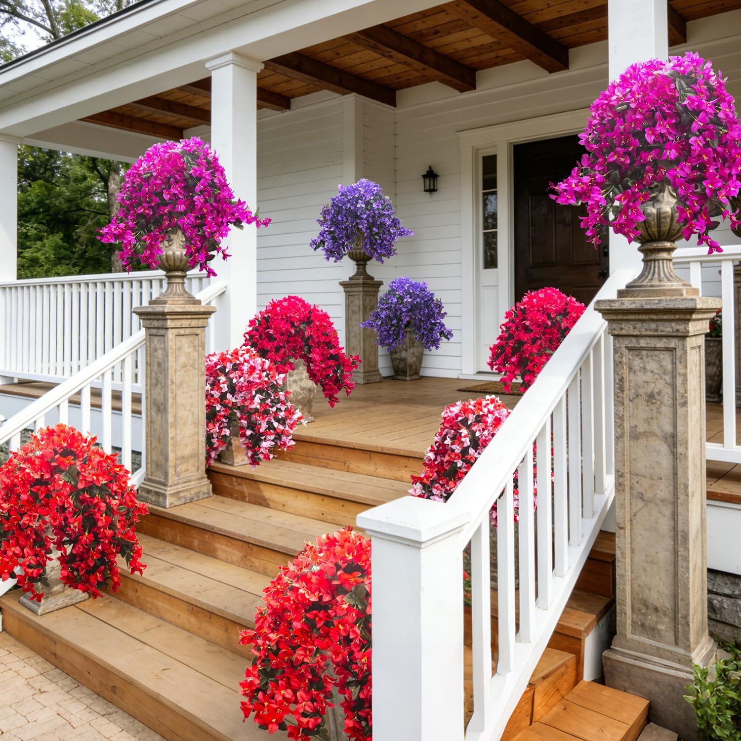 UV Resistant Faux Bougainvillea Vines – 4 Pcs Hanging Plants for Outdoors