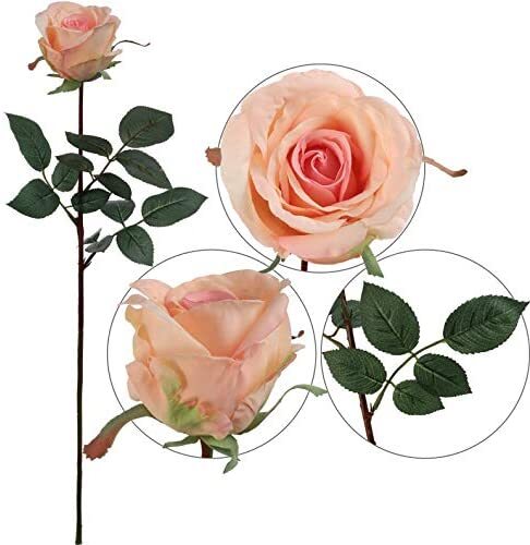 2Pcs Artificial Rose Bud Silk Flowers Wedding Table Decor Vase Display Pink 30?
