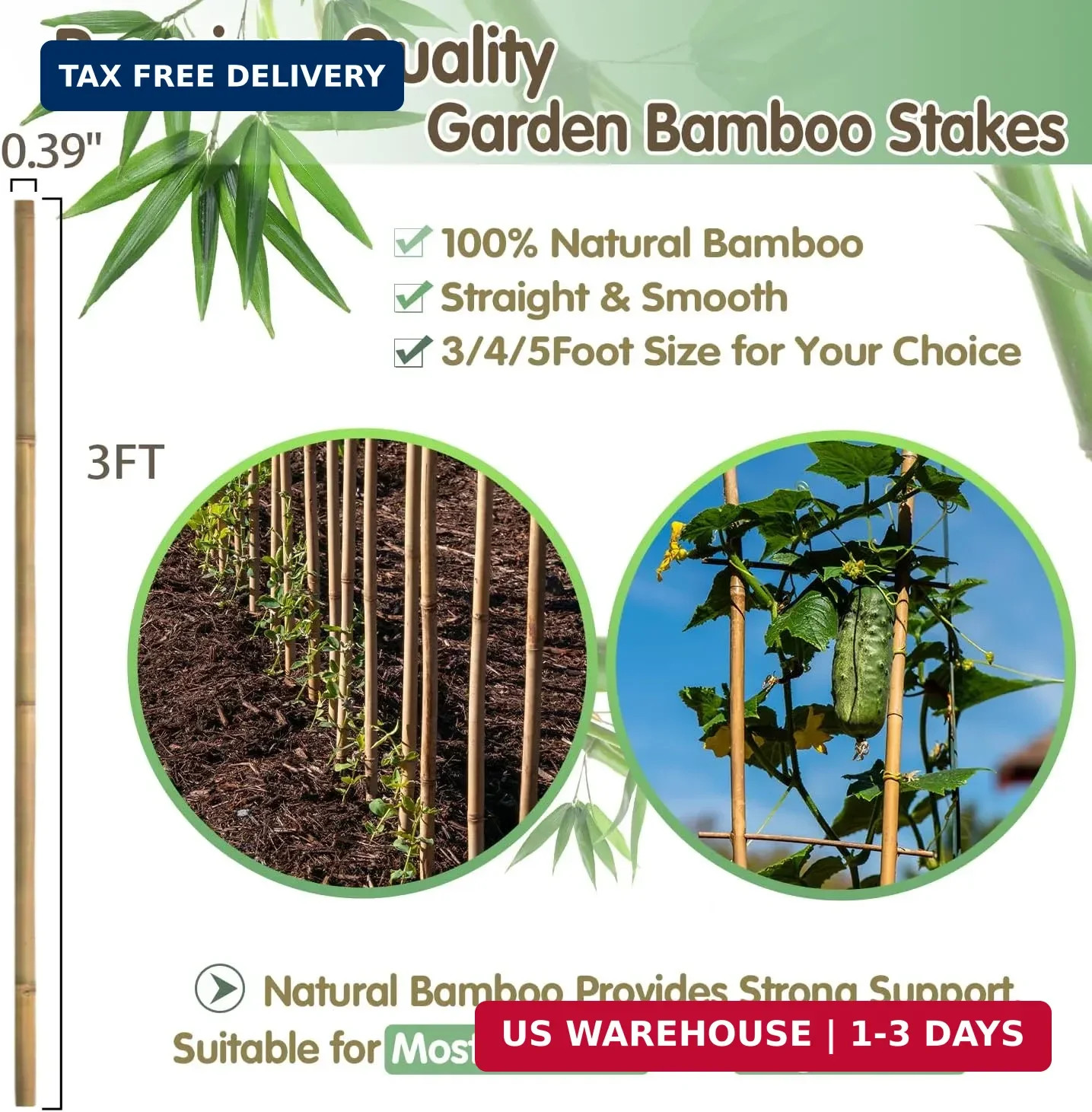 Bamboo Stakes,3FT Natural Bamboo Garden Stakes,BOVITRO 25Pcs Plant Stakes,Bamboo