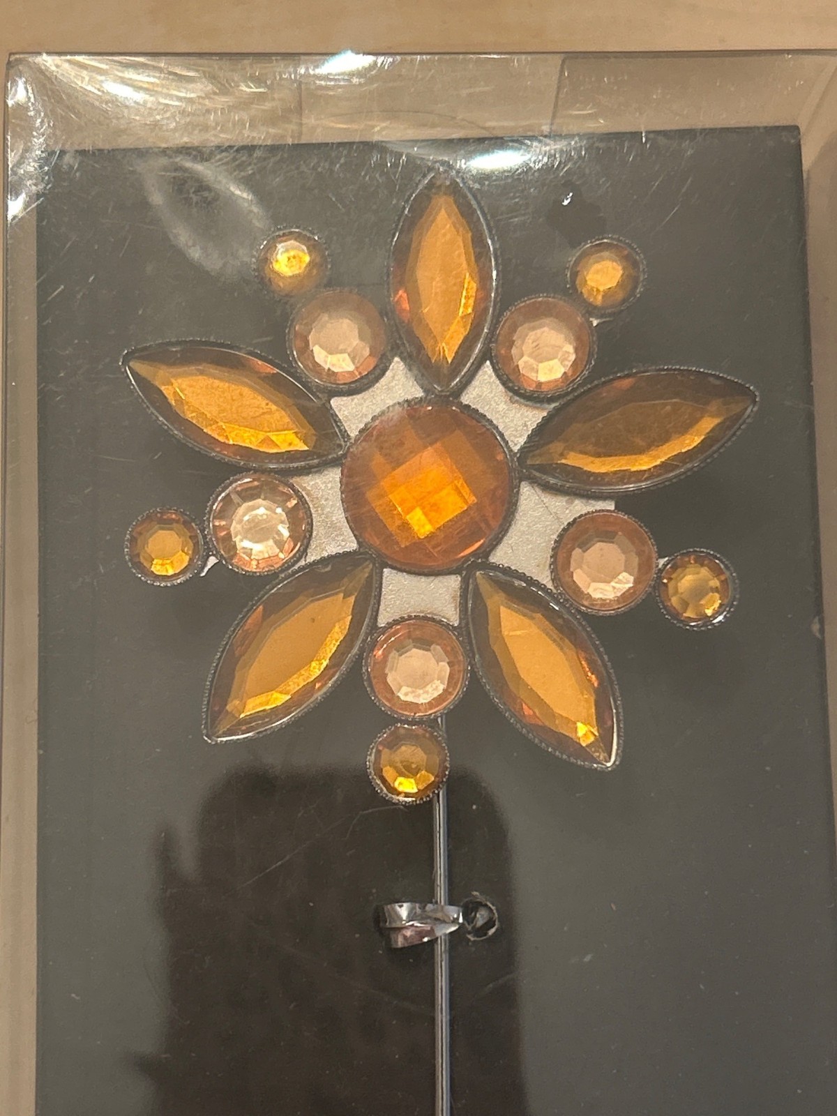 Decorative Amber-Colored Gem Flower Plant Stake