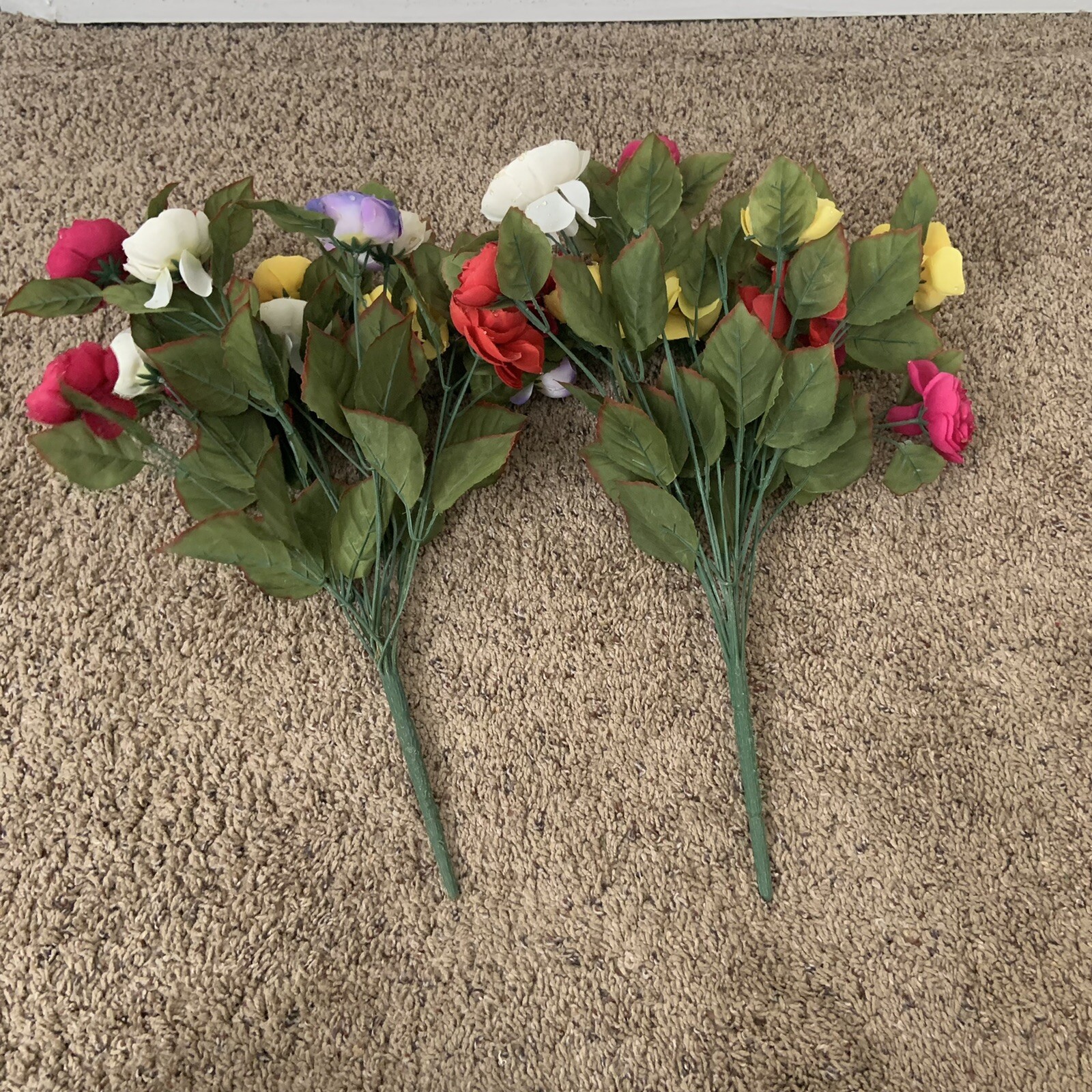 Faux Colorful Flower Bundles Red Purple Yellow White Roses