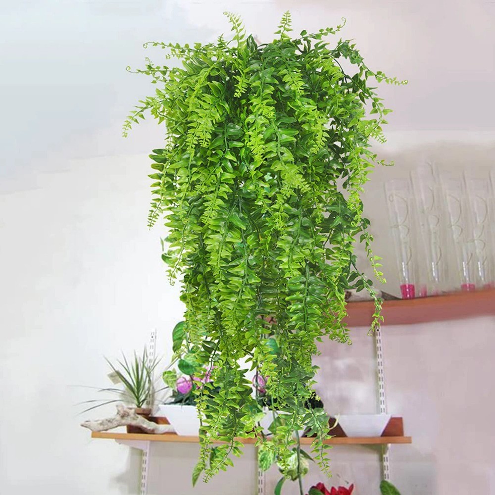 3Pcs Artificial Hanging Plants Fake Fern Trailing Foliage Flower Leaf Home Decor