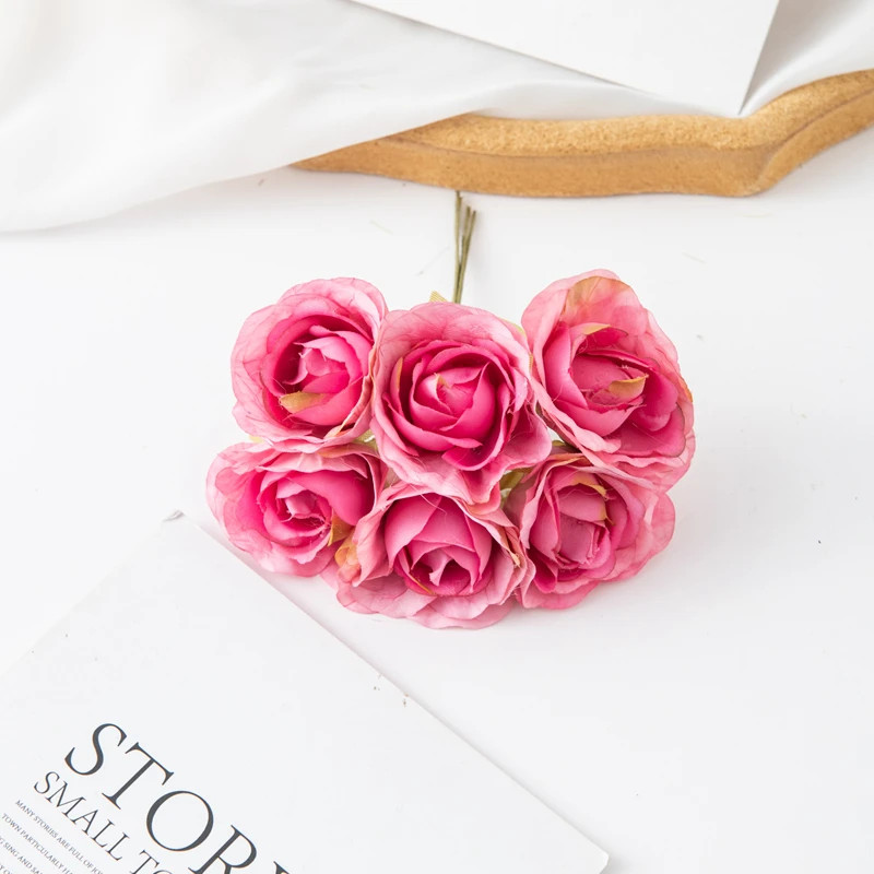 6Pcs/lot 11Cm Mini Silk Artificial Carnation For Christmas DIY Wreath Home Decor