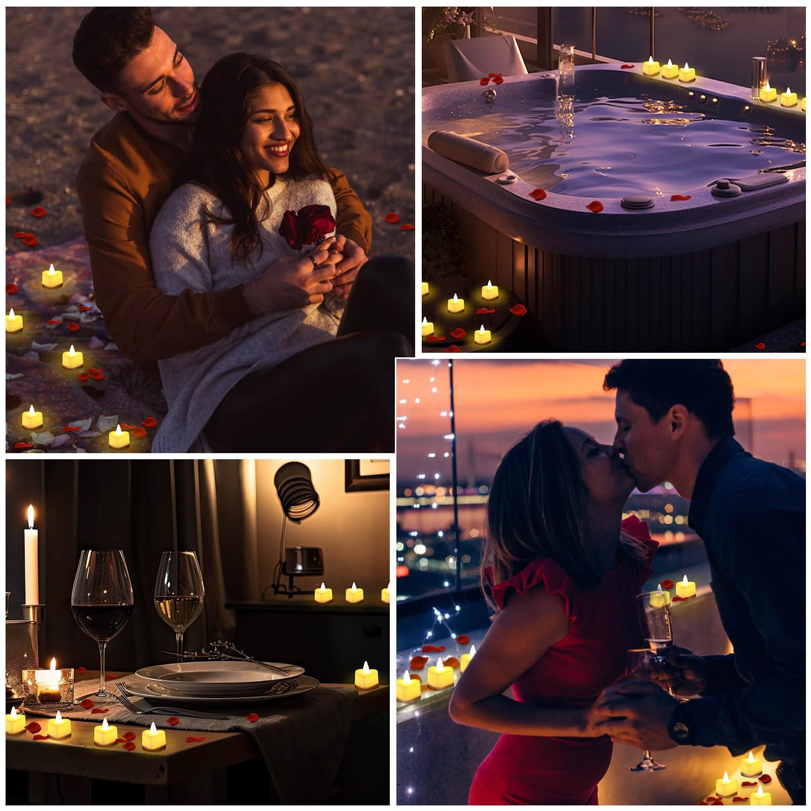Rose Petals and Candles Set, 6000 Pieces Fake Rose Petals and 72 Pieces Heart…