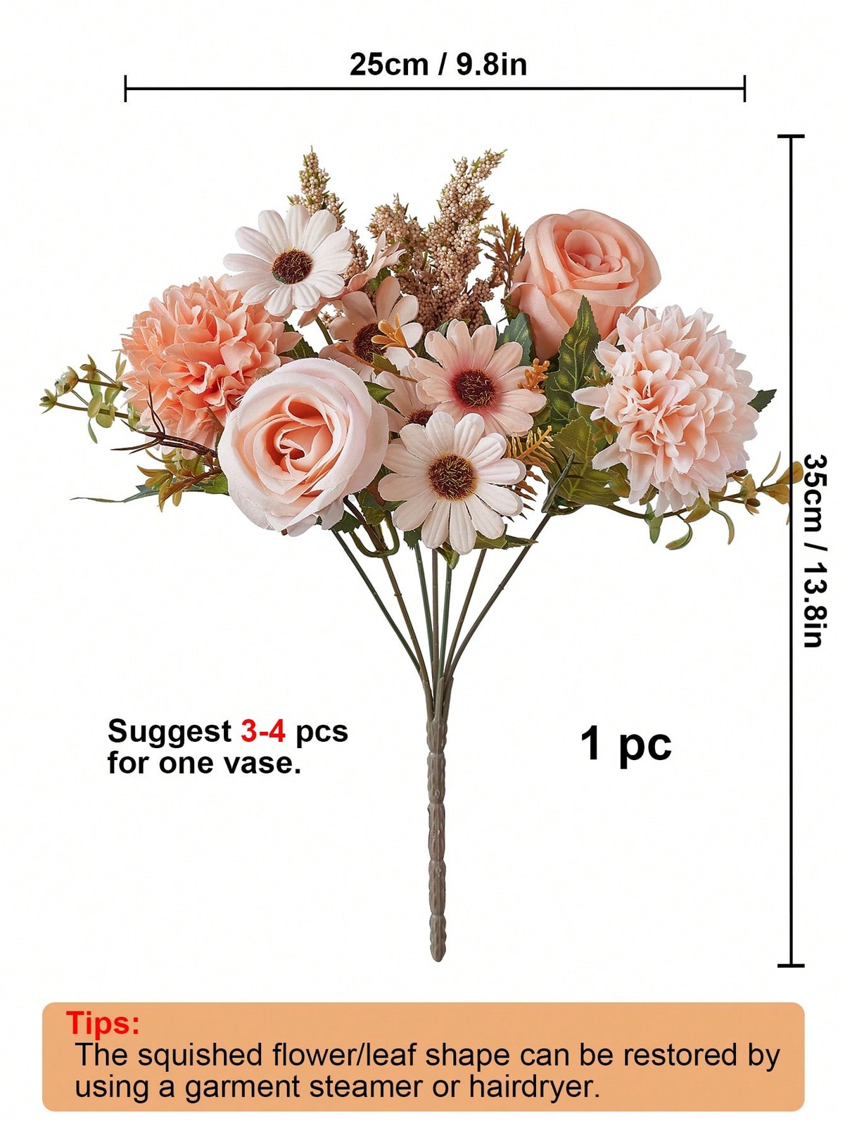 Champagne Artificial Silk Rose Daisy Bouquet 1 Pc Or 3 Pcs Home Wedding Decor