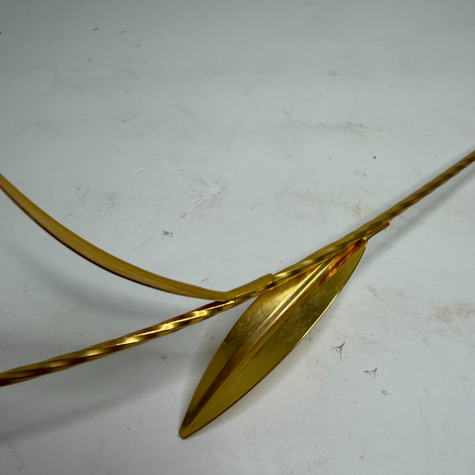 Vintage Crystal Beaded Flower Stem Gold Tone Metal Floral Decor Accent Piece