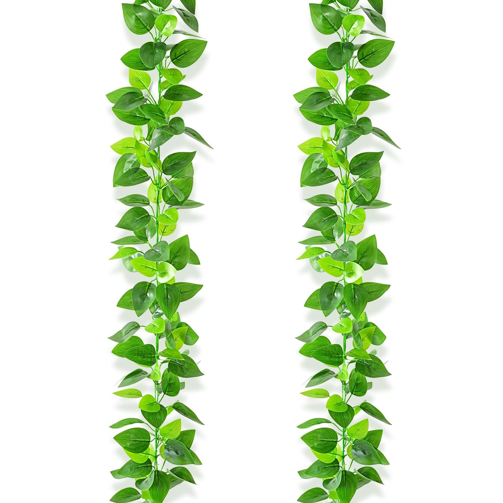 2Pcs Fake Vines Artificial Ivy Garland with Faux Pothos Leaves