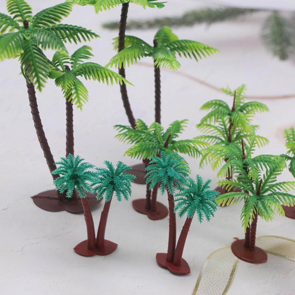 12Pcs Artificial Coconut Tree Model Set Miniature Palm Trees for Indoor Decor…