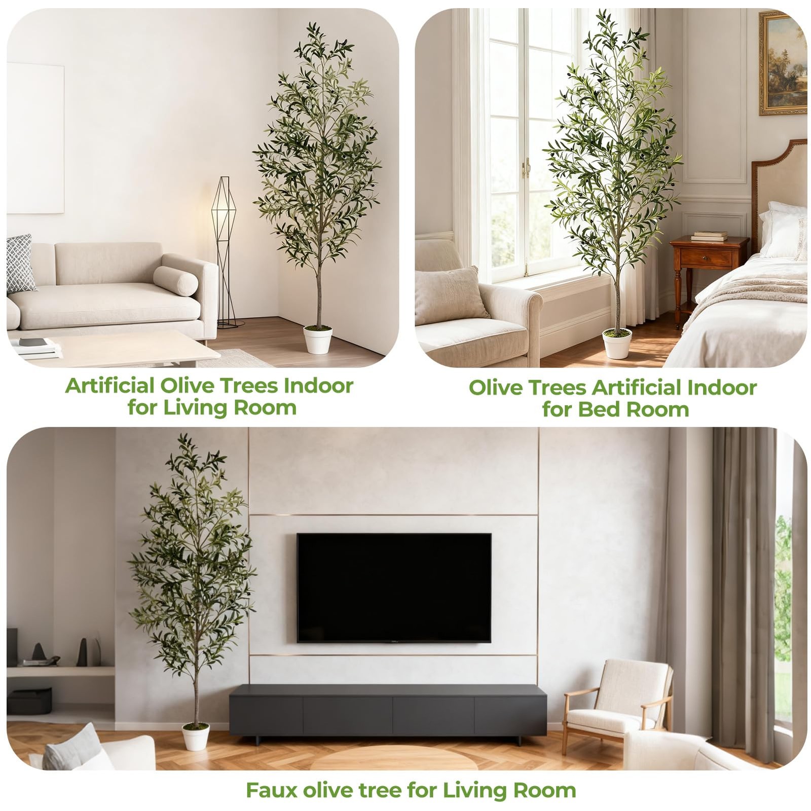 Artificial Olive Trees with Lifelike Natural Trunk, Leaves, Moss and Fruits, …