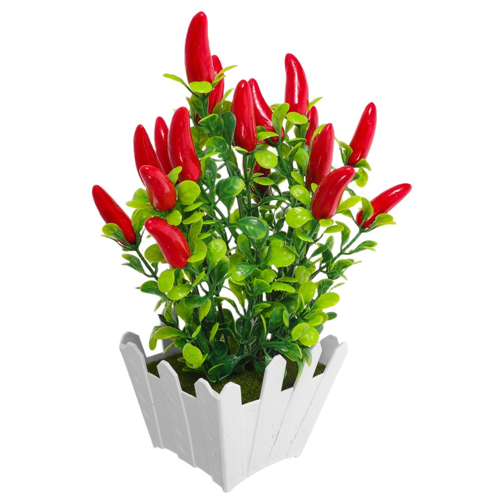 3Pcs Artificial Mini Red Pepper Bonsai Plants Reusable Plastic Indoor Decoration