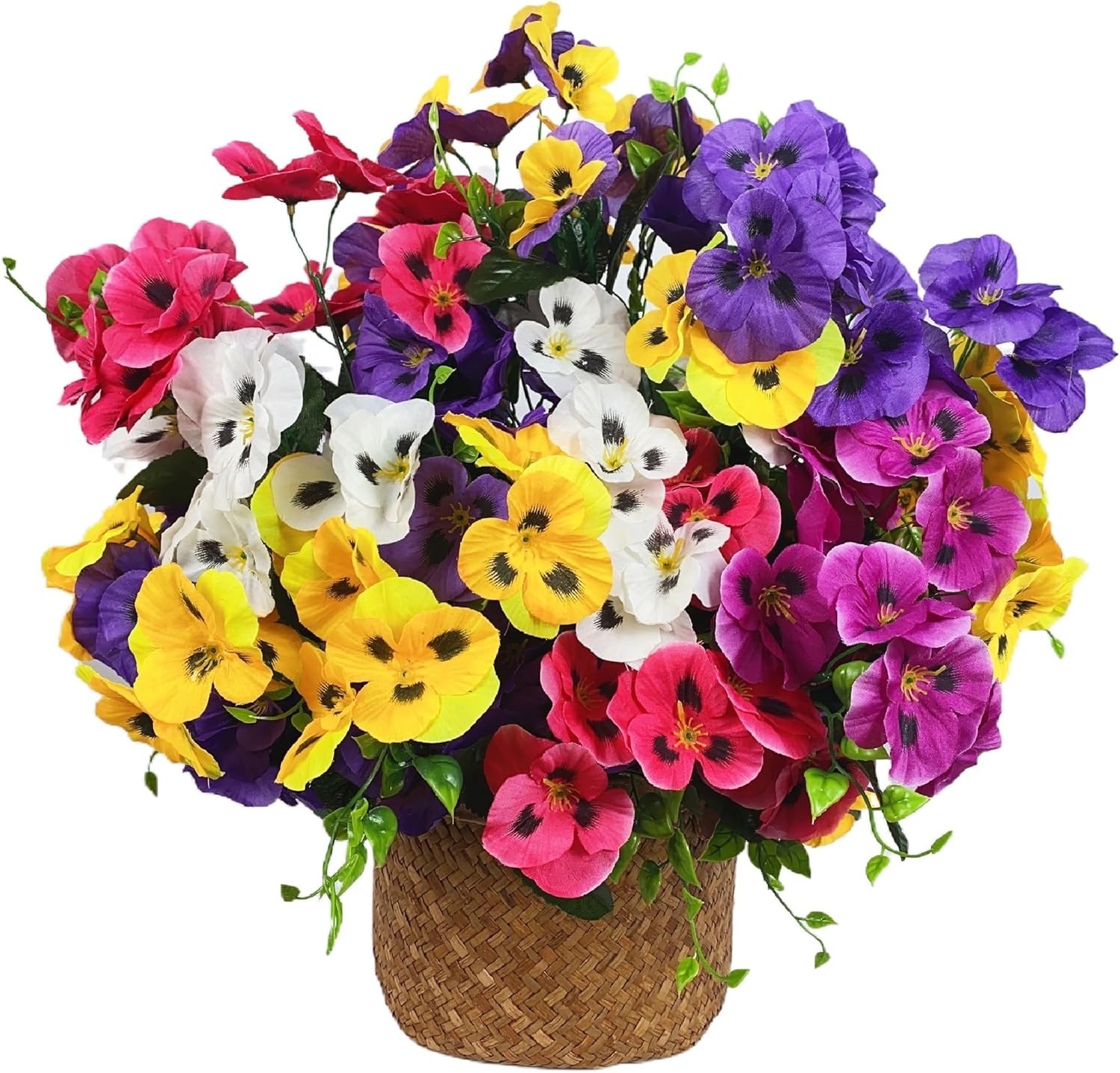 12 Bundles Artificial Pansy Flowers Faux Plastic Wild Flowers Bushes for Home