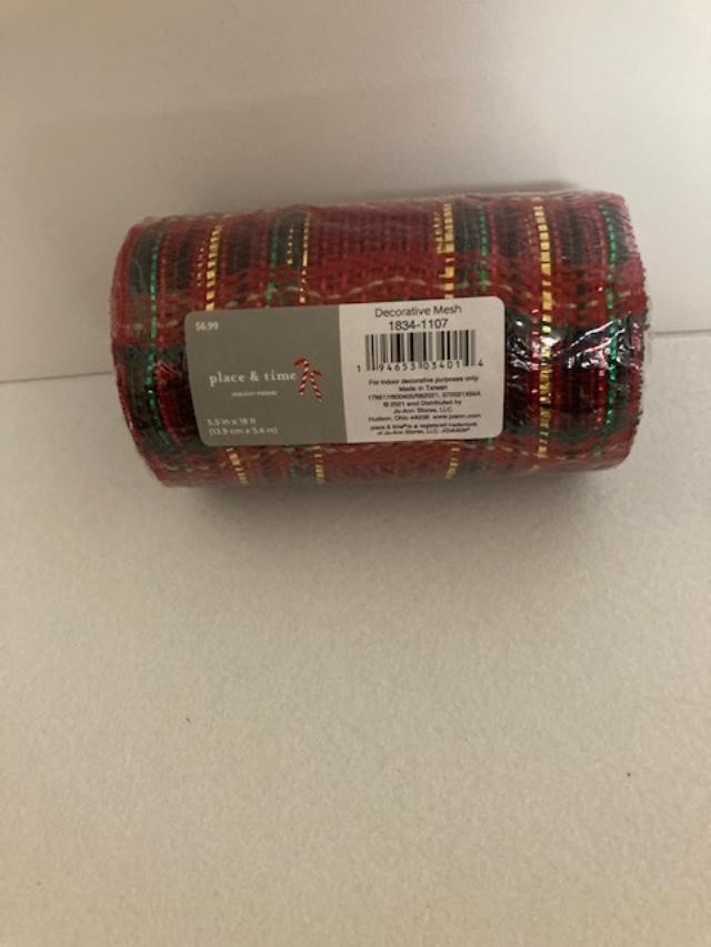 Jo-Ann’s – Place & Time – Mesh Ribbon – Christmas Plaid – # 1834-1107 – New