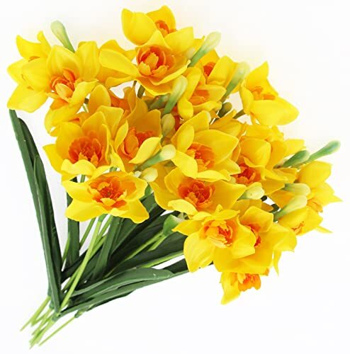 Pcs Artificial Daffodils Flowers Narcissus Faux Spring Flowers Fake 10 Yellow