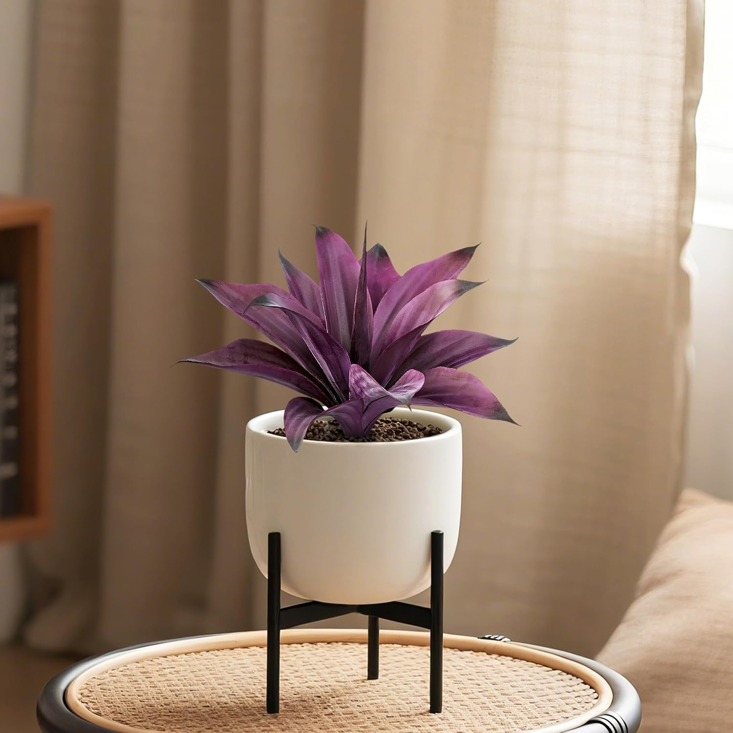 UV Resistant Faux Agave Plants – 14.2in Purple, 2 Pack for Indoor/Outdoor Use