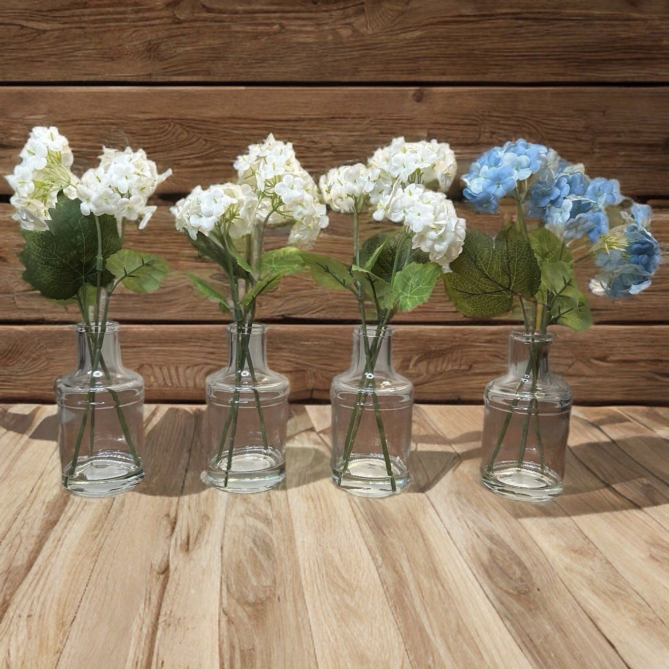 Artificial Hydrangeas Floral Arrangements Glass Bud Vases Botanical Centerpieces