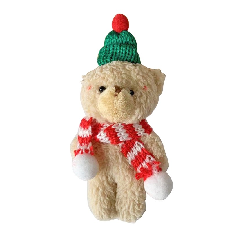 Christmas Bear Stuffed Animal Plush Doll Toy DIY Keychain Bouquet Materials Cake