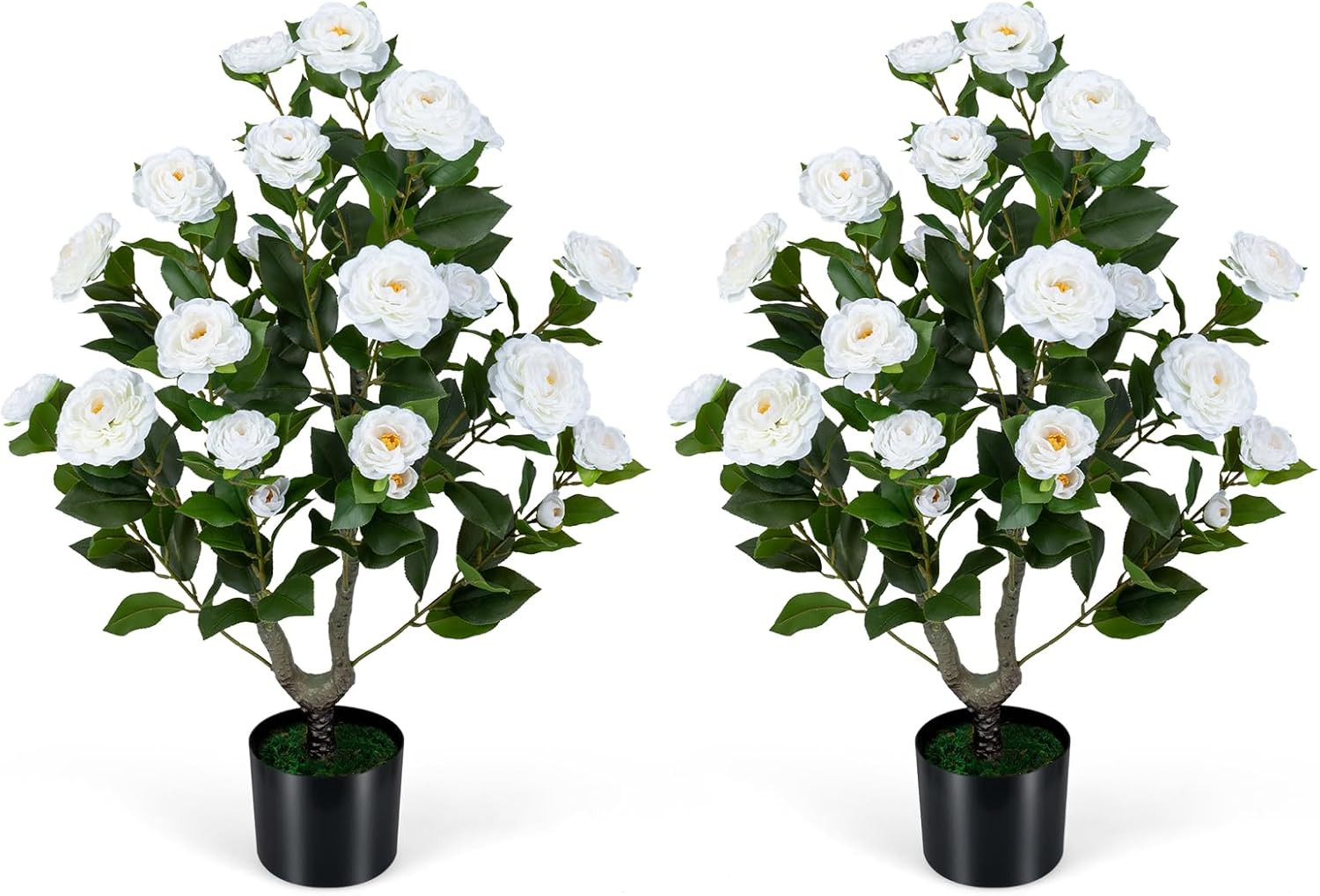 35.5’’ Artificial Camellia Tree, Flower Plants Artificial Tree, Faux Floral Plan