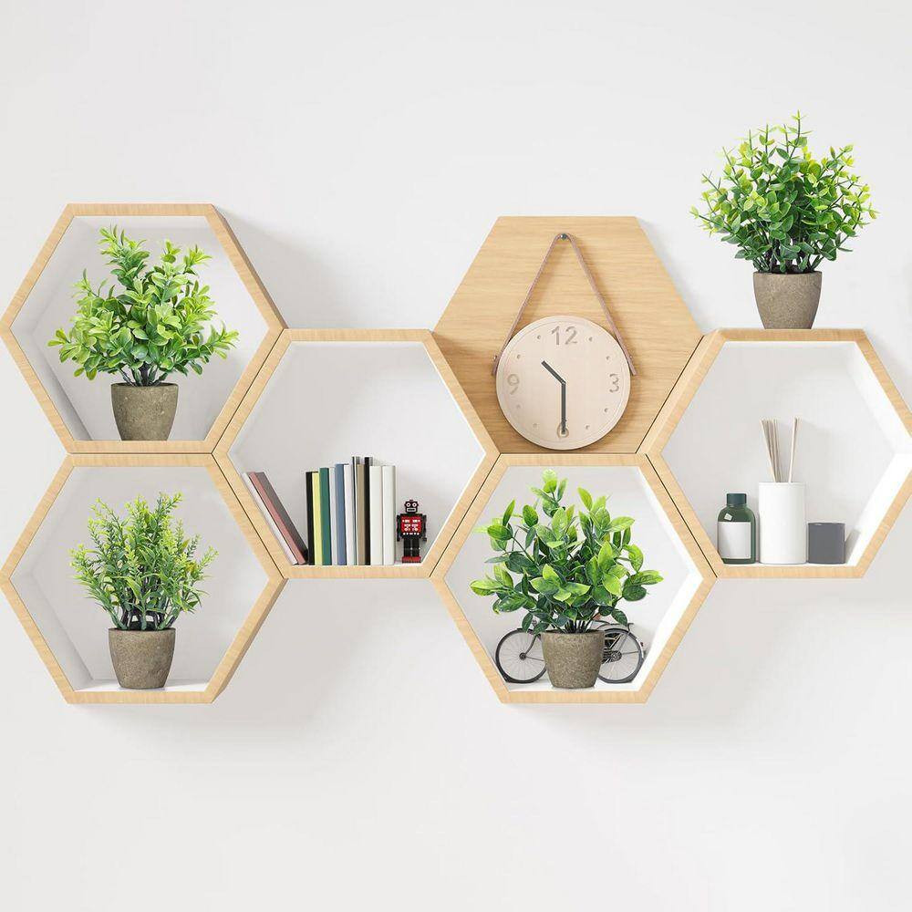 7 In. Green Potted Artificial Plants Fake Small Eucalyptus Greenery Plastic (Set