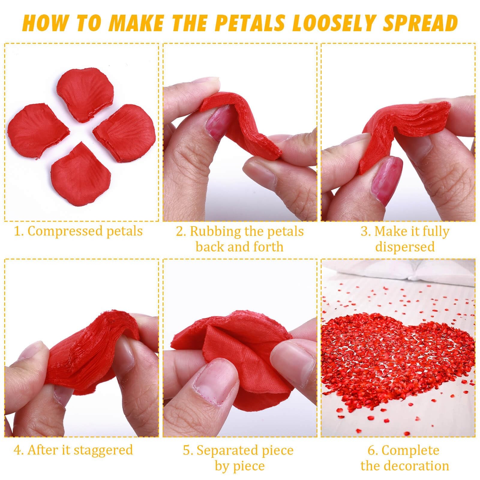 Rose Petals and Candles Set, 6000 Pieces Fake Rose Petals and 72 Pieces Heart…