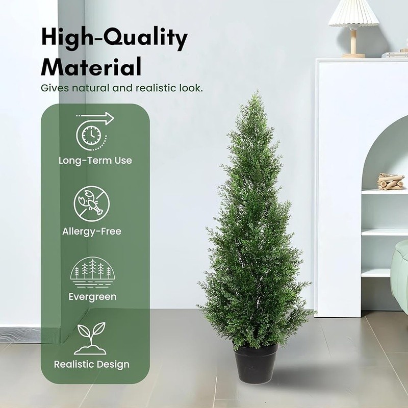 UV Resistant Faux Cedar Tree Outdoor Decor Weatherproof Artificial Indoor Plant