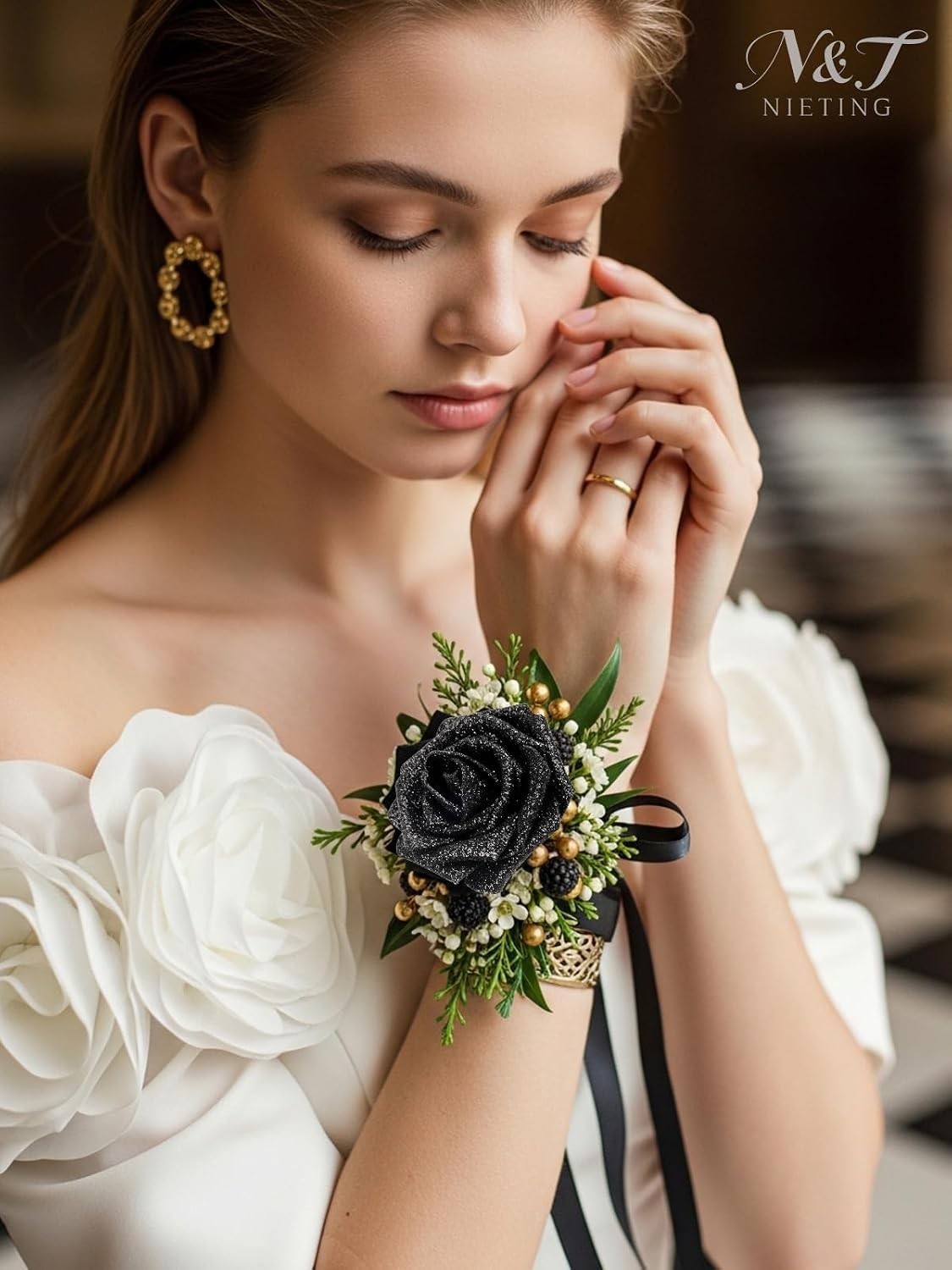Realistic 25pcs Black Glitter Roses – Perfect for All Occasion Centerpieces