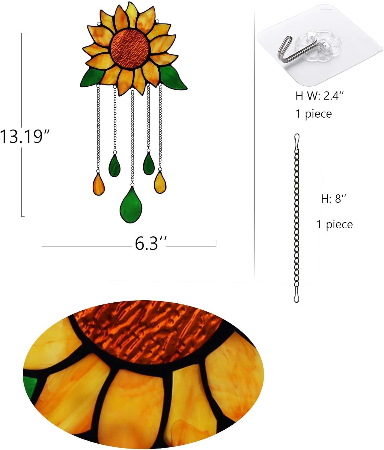 Sunflower Stained Glass Window Hanging