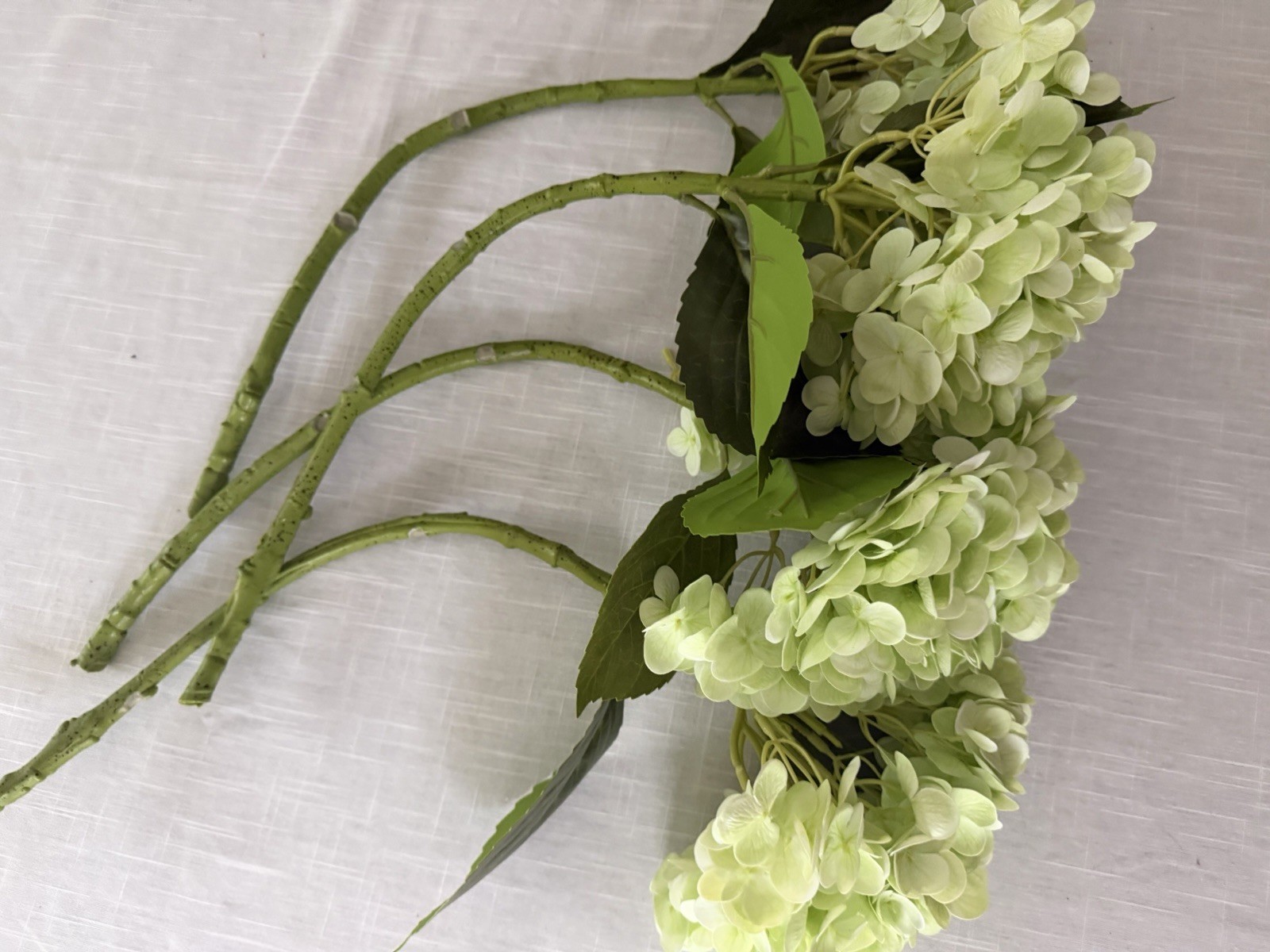 4 Real Touch Large Light Green Hydrangea Fake Flowers 21”