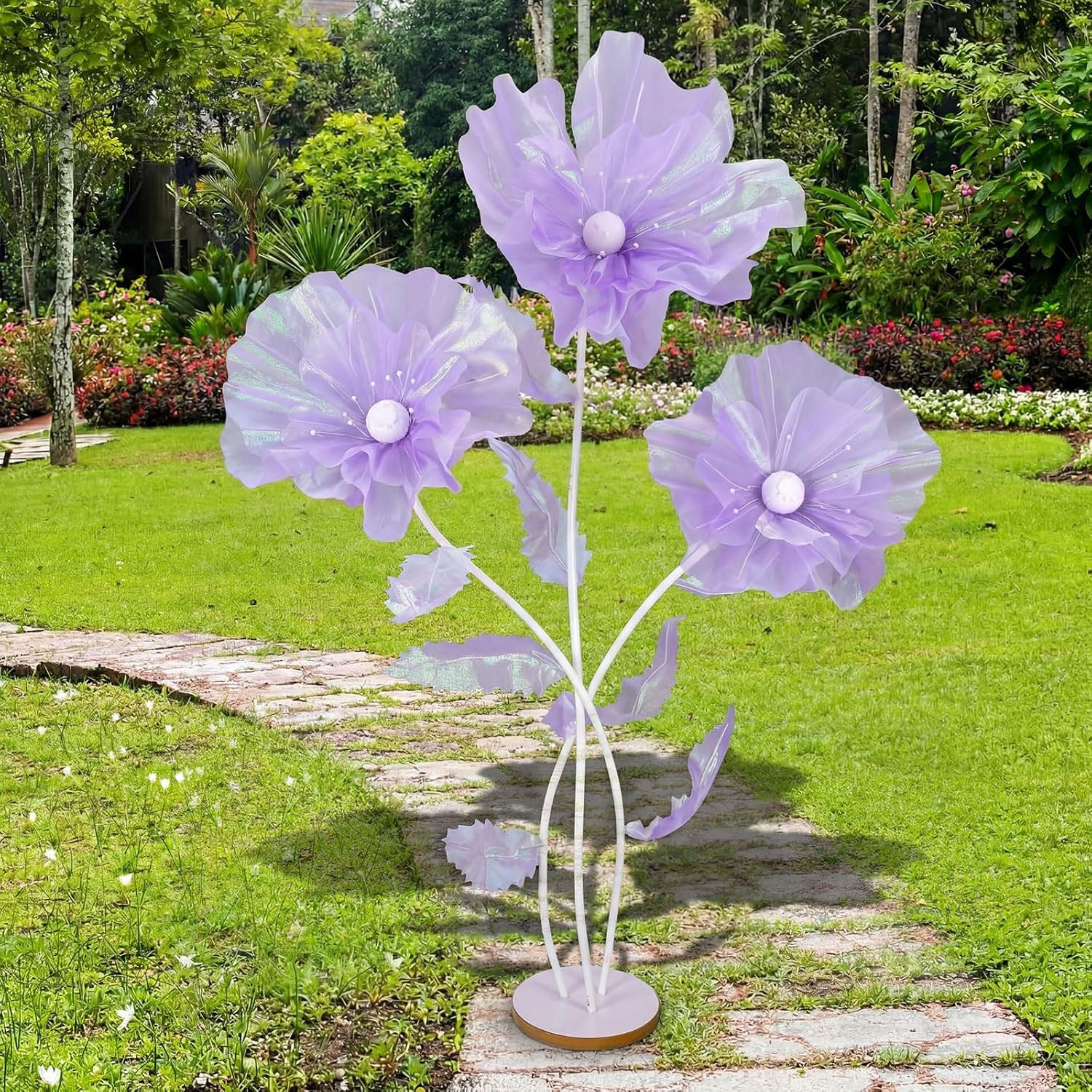 6 Ft Purple Giant Silk Flower with Stand for Wedding & Party Decor