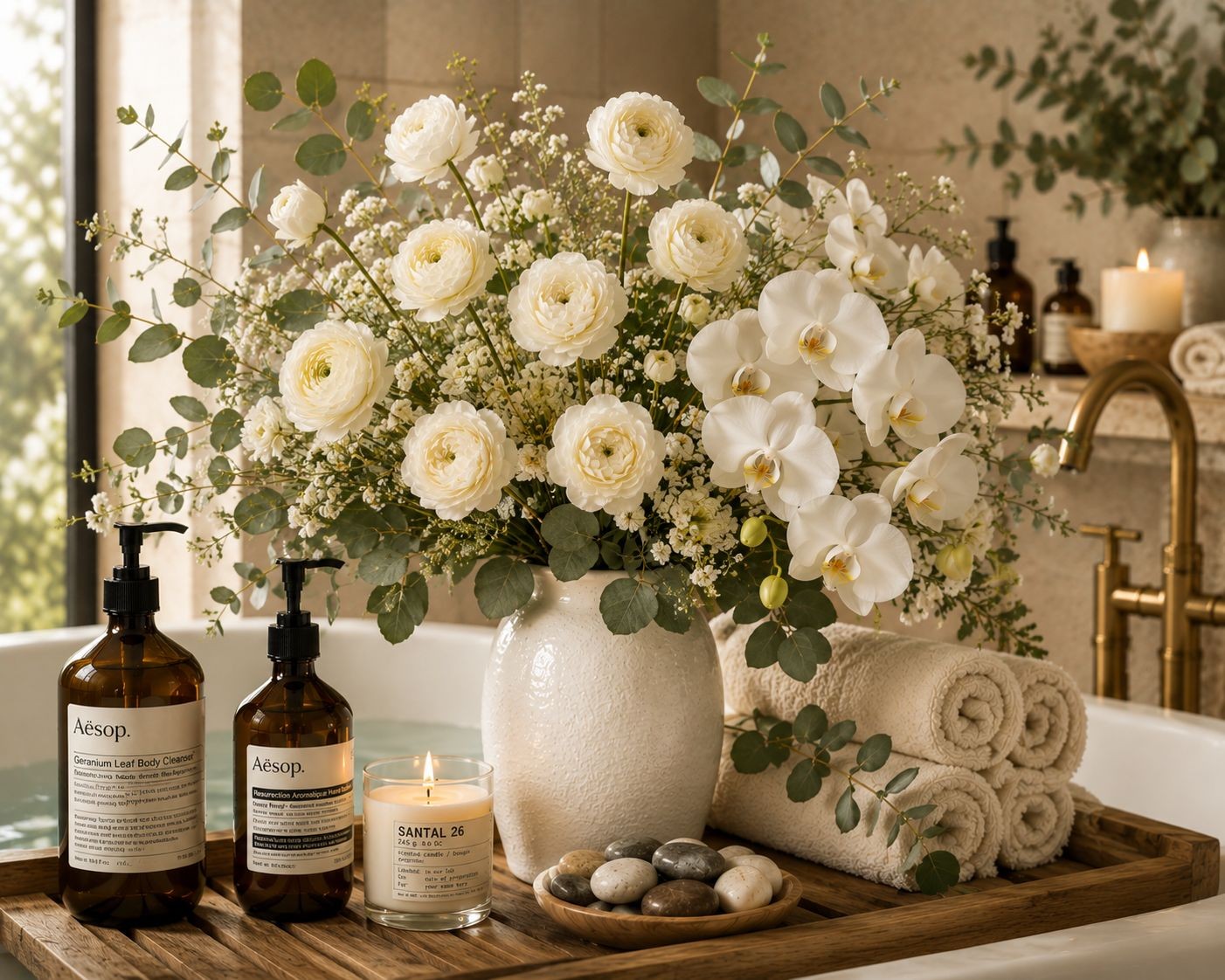 Cream Ranunculus Stems, Faux Ranunculus Flowers, Artificial Flowers, Ivory Flora