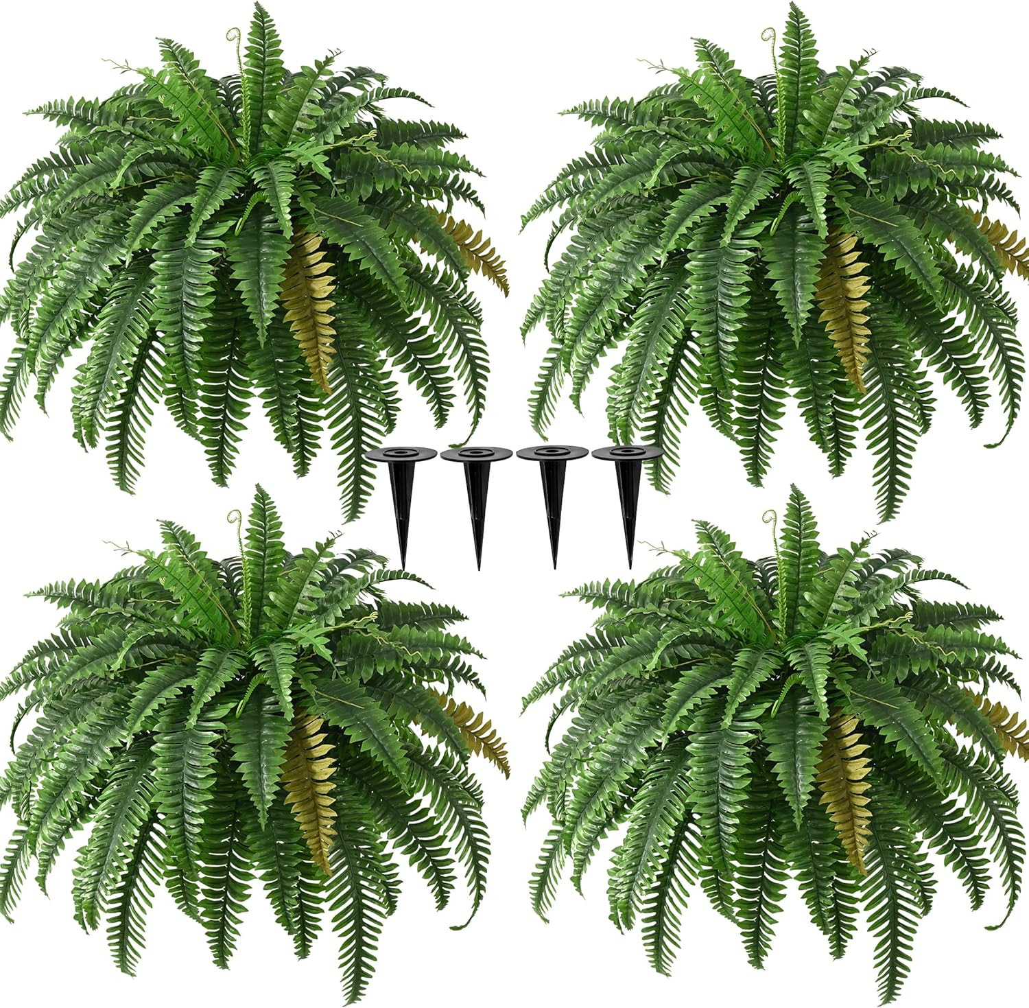 4PCS 45In Fake Ferns- Outdoor Faux Plants, Large UV Resistant Artificial Ferns f