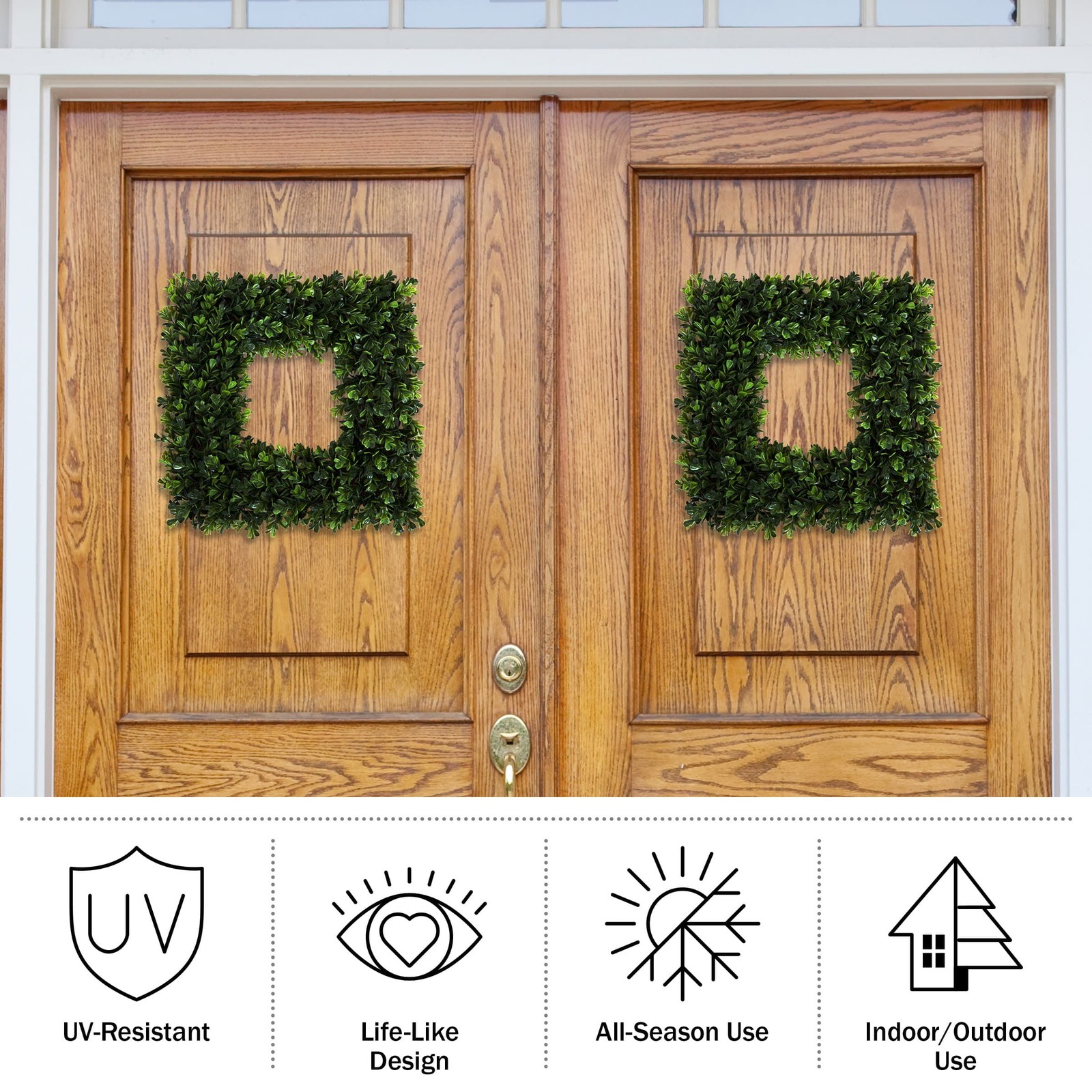 16.5-Inch Indoor/Outdoor Artificial Boxwood Wreaths Set of 2