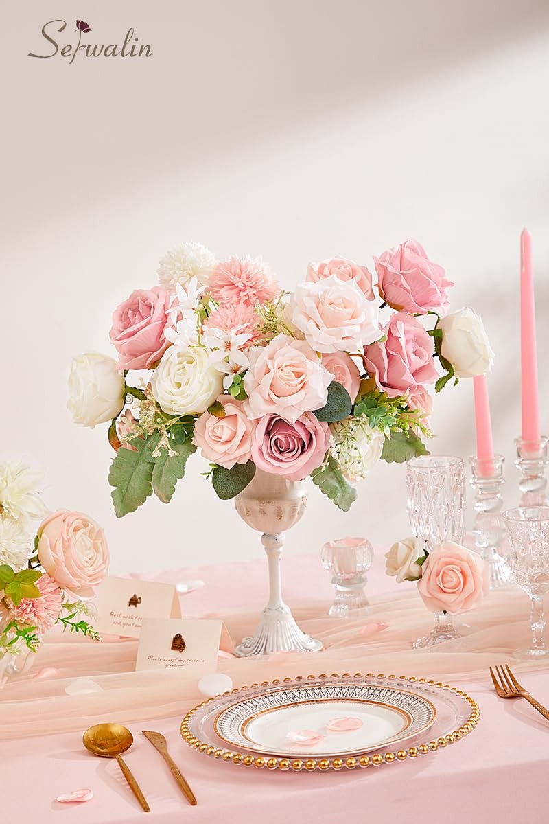 Artificial Flowers, Mixed Roses Combo, Blush Pink, White, DIY Wedding Bouquets