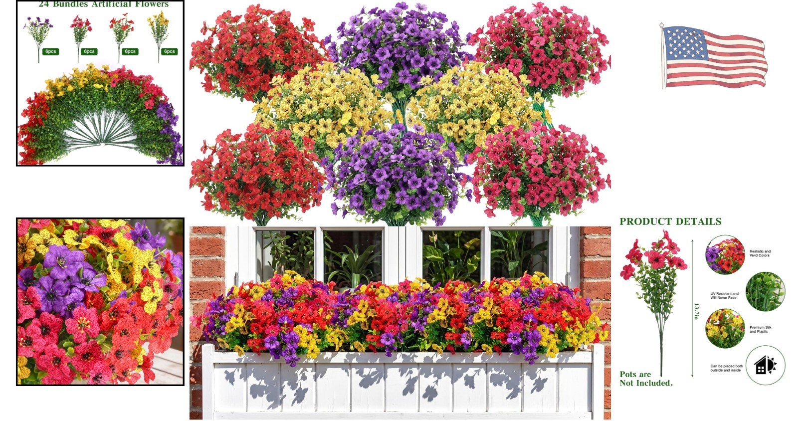 Charming 24 Bundle Faux Flower Arrangement – Perfect for All Season Home Decor