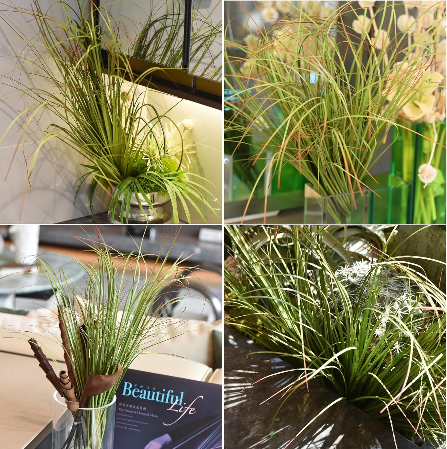 8PCS Artificial Plants, Shrubs Wheat Grass Greenery Stems for Home Decor, Fake T
