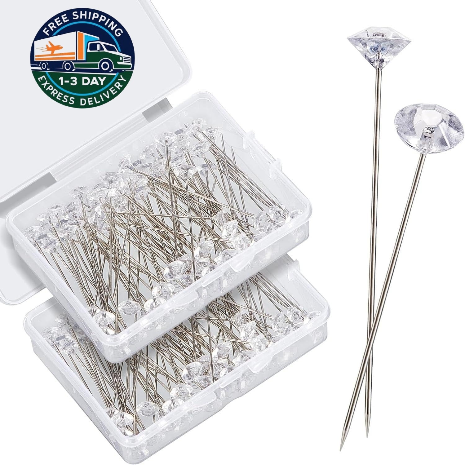 100 piezas de alfileres de diamantes para ramos de flores, alfileres 2 pulgadas