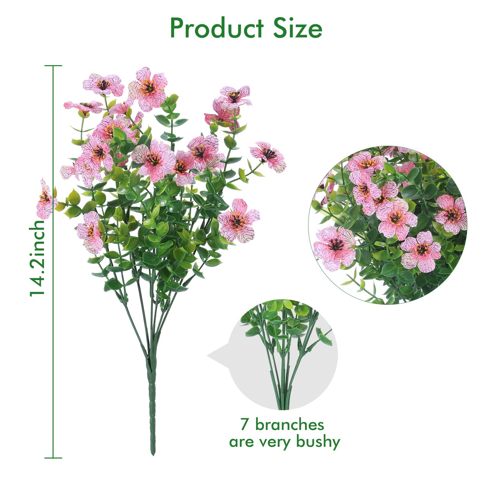 12 Bundles Artificial Flowers Outdoor UV Resistant Fake Plastic Plants Indoor…