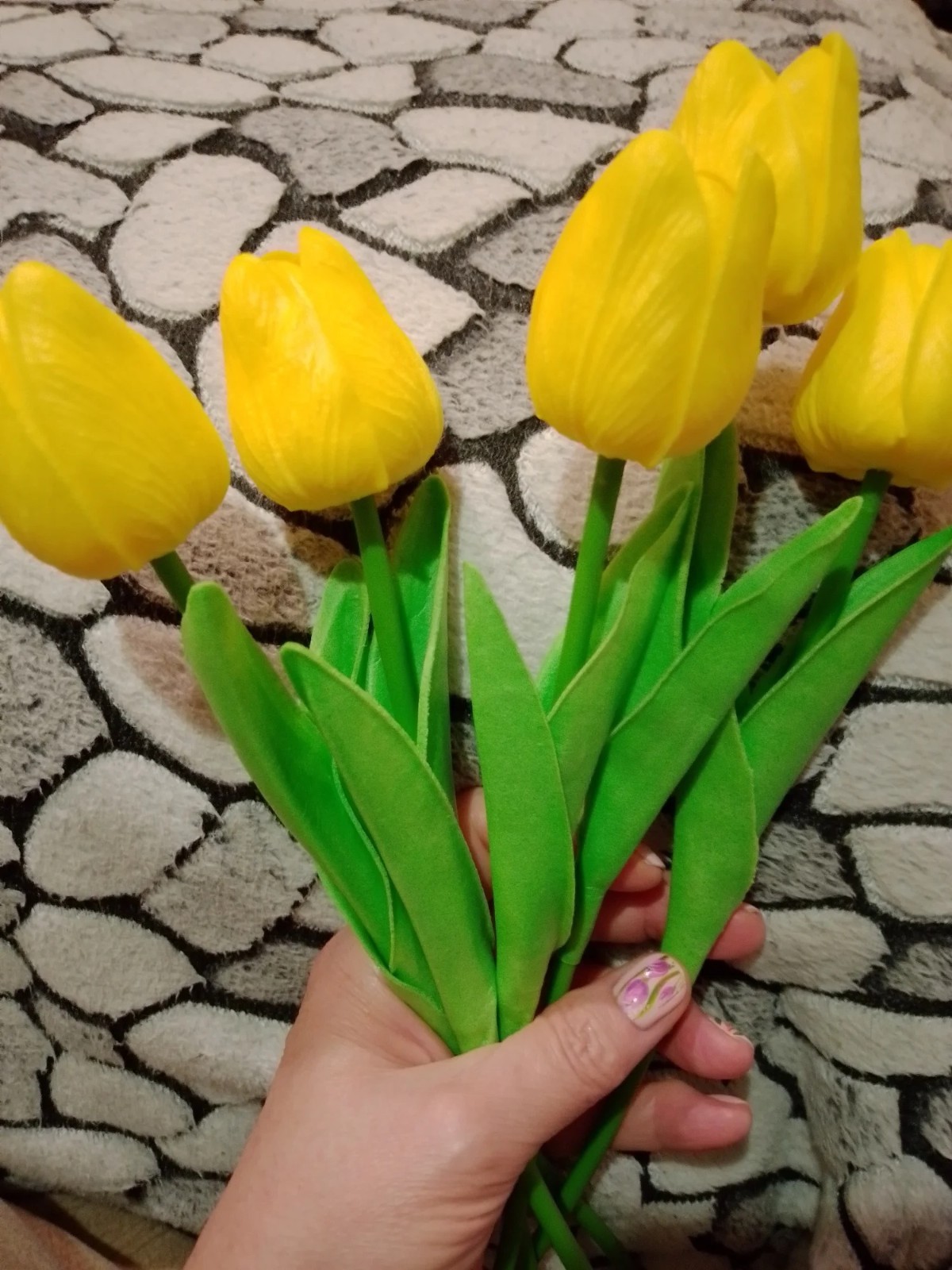 3/5PCS Real Touch Tulip Bouquet Artificial Flowers Wedding Home Decor Gift