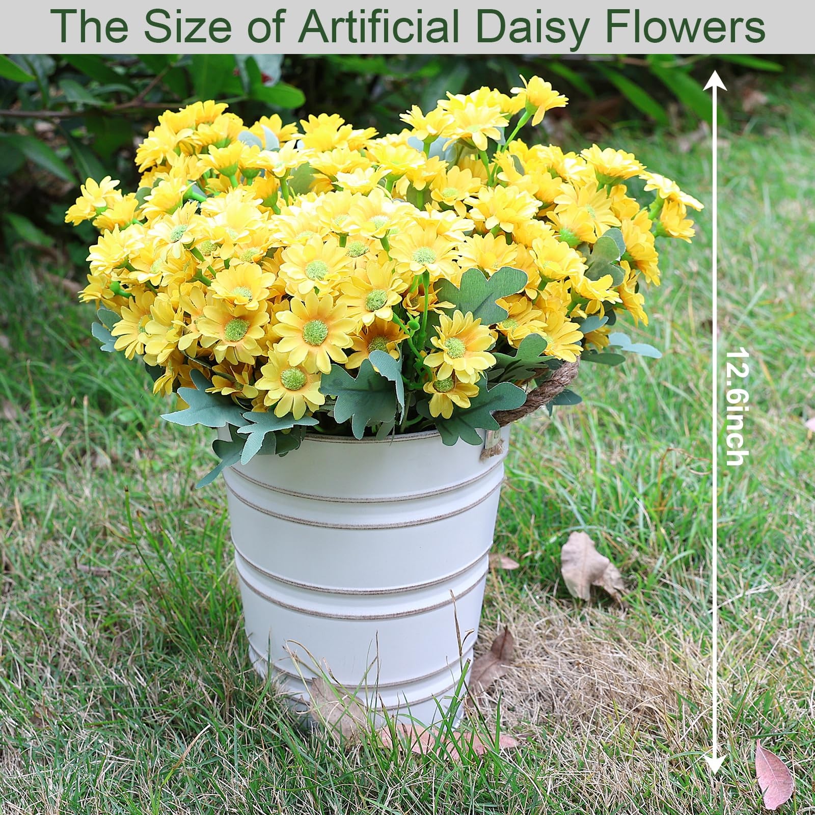 24 Bundles Artificial Daisy Flowers for Outdoor – Fake Mums Faux UV Resistant