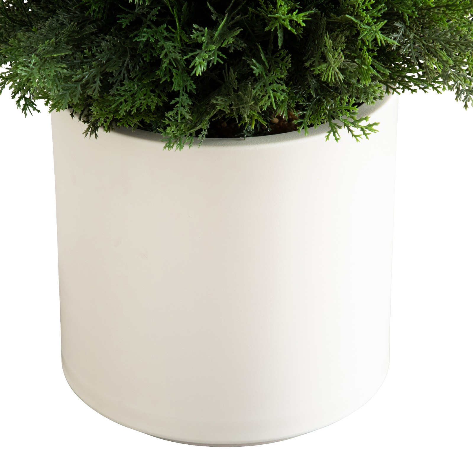 Nearly Natural 3ft UV Resistant Cedar Tree in White Planter in Green