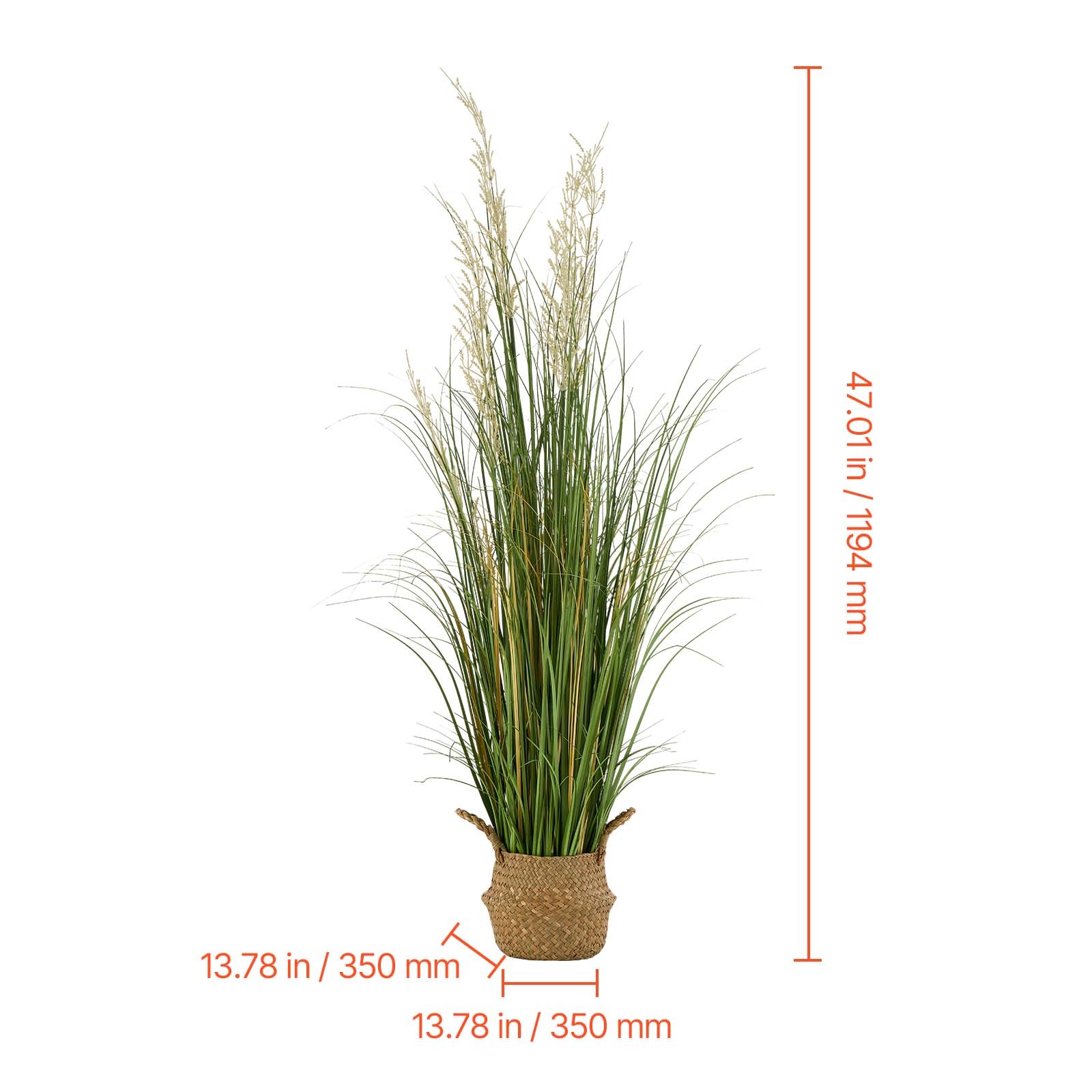 Uimoso Artificial Grass Plant 47-Inch Reed Flower Grass in Pot, Green, 1 Pack