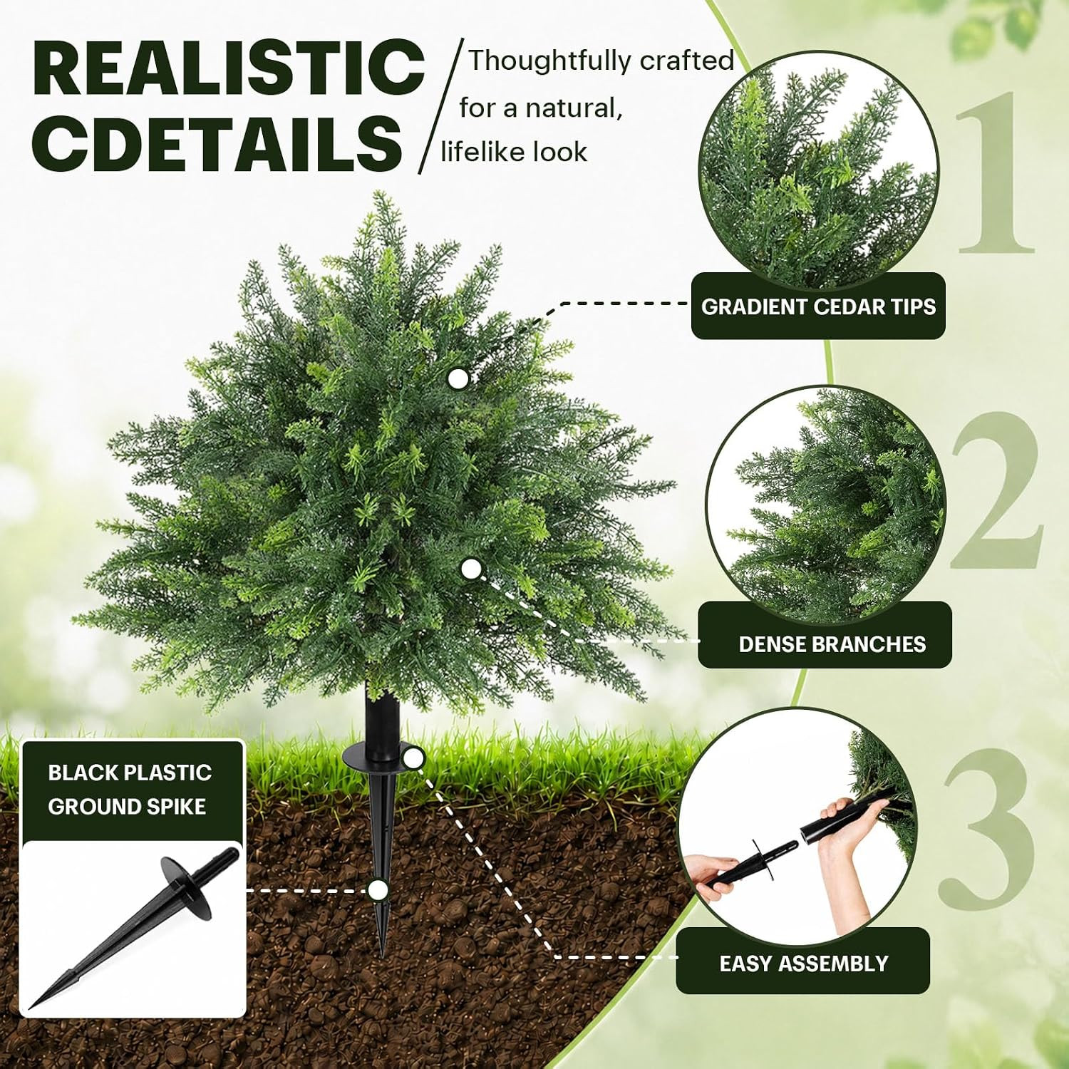 Set of 2 UV Resistant 24.5″ Artificial Cedar Topiary Trees for Outdoors