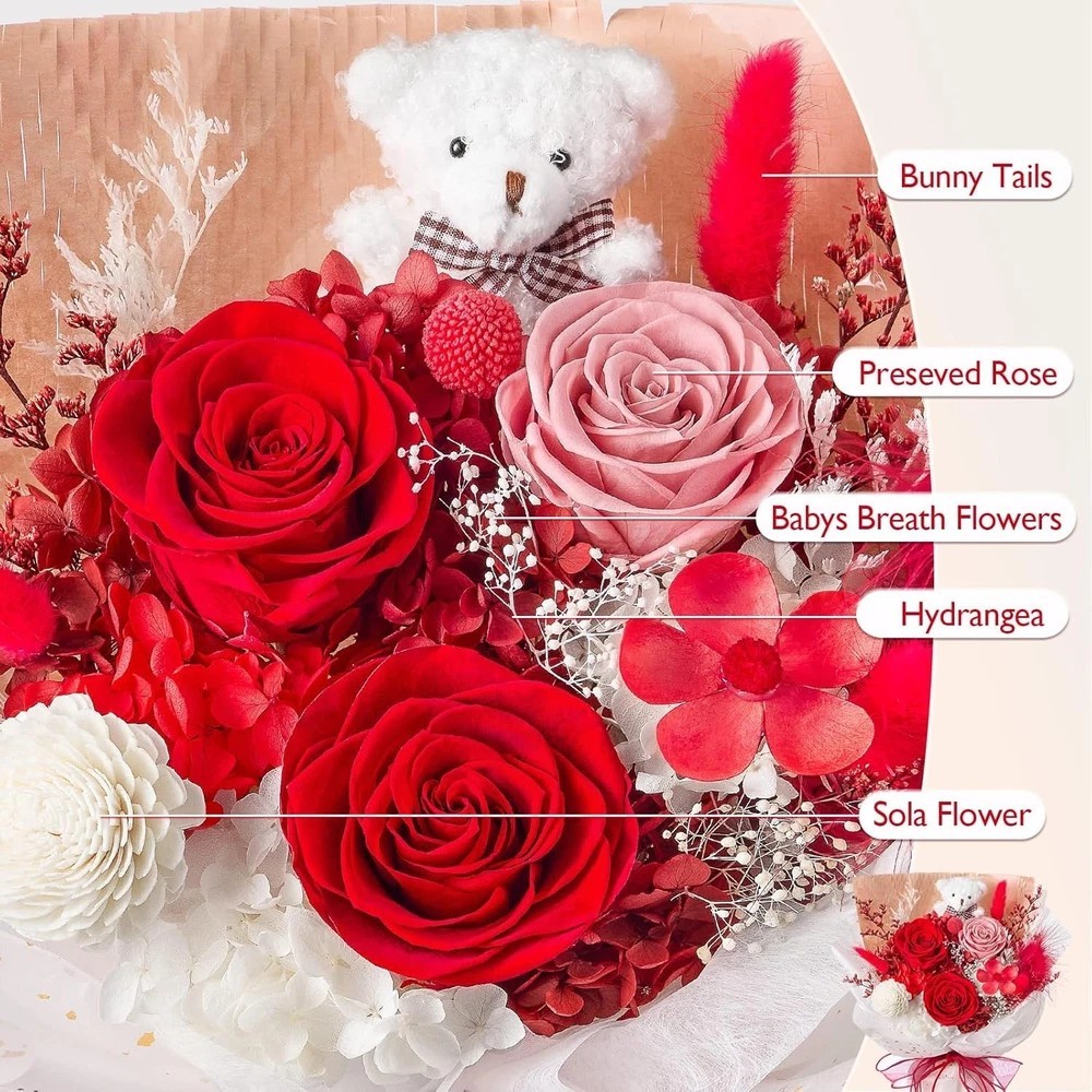 Polylove Forever Flower Bouquet Flowers for Delivery Prime Preserved Roses with