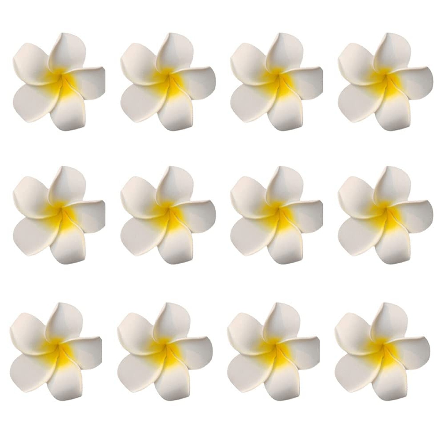12PCS 2.4Inch White Foam Hawaiian Frangipani Artificial Plumeria Flower Hat H…